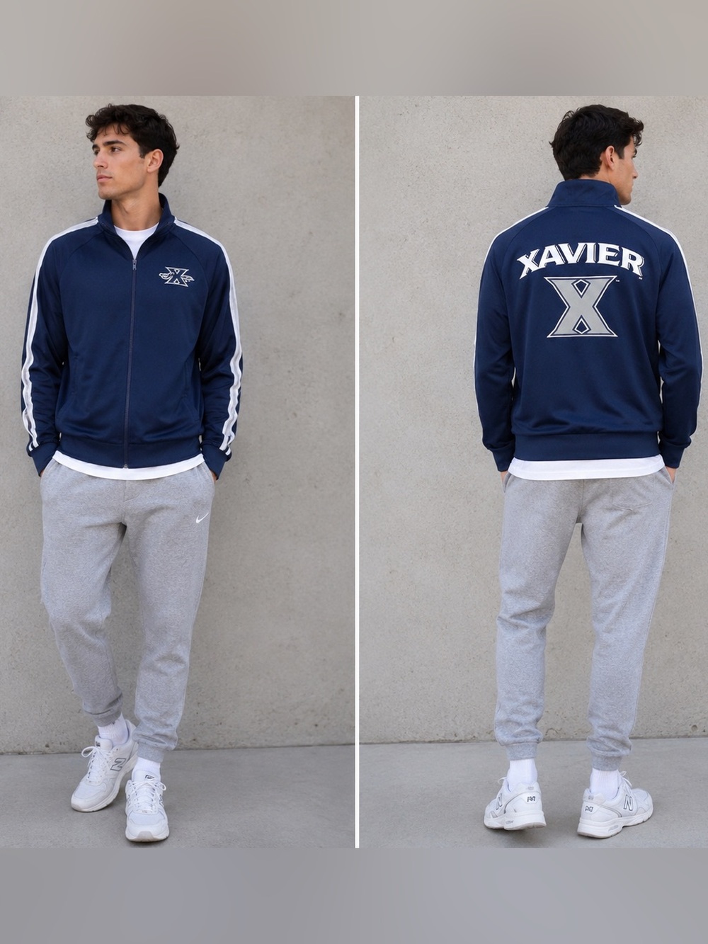 Big Boy Headgear Xavier Musketeers Track Jacket Mens M Navy NCAA Full Zip